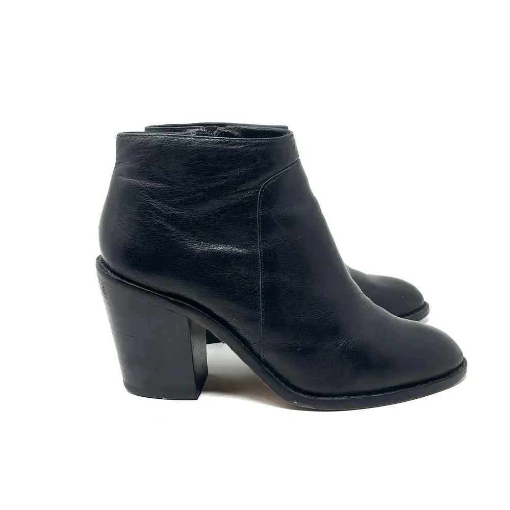 Loeffler Randall Ella Leather Ankle Boots - Black - Size 7.5